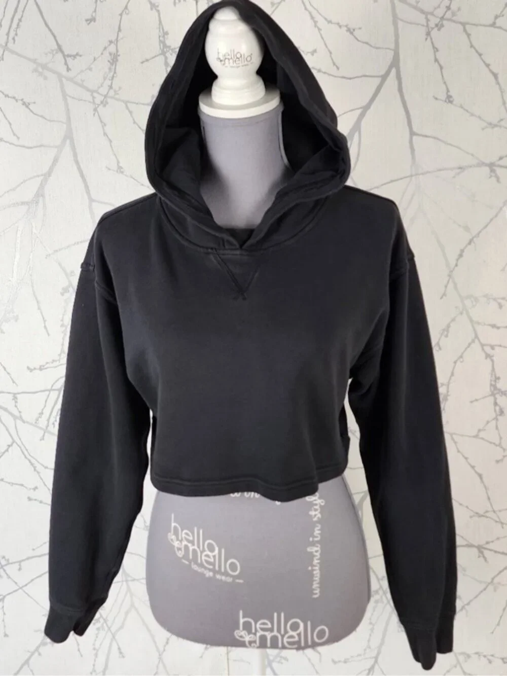 Lululemon Black Cotton Terry All Yours Cropped Hoodie
